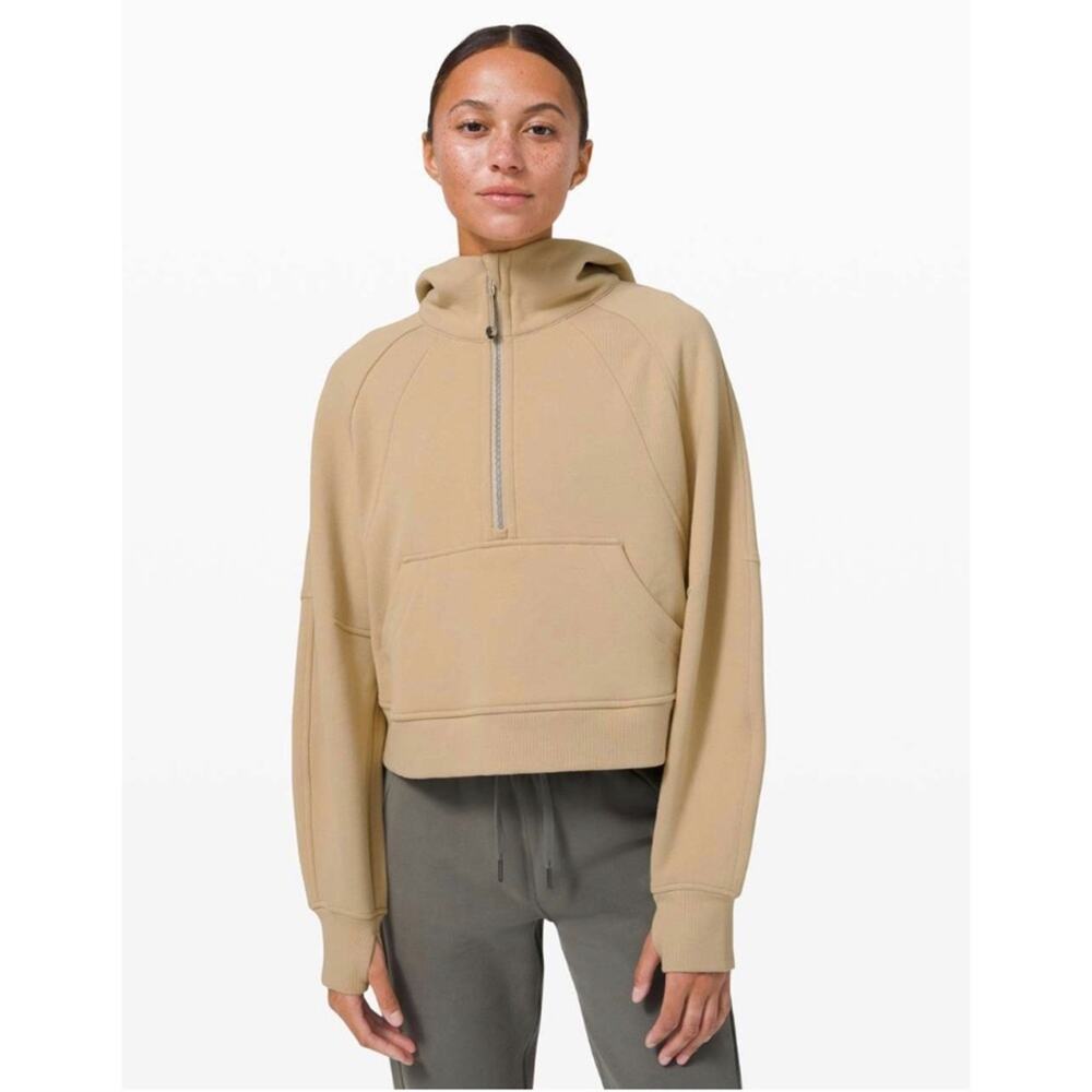 Lululemon Scuba Oversized 1/2 Half Zip Hoodie hooded sweatshirt Trench Tan